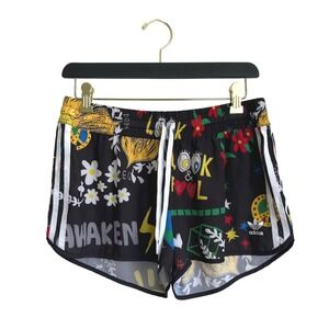 Adidas Pharrell Williams Artist Graphic Print Shorts Black Multicolor Wom. Small